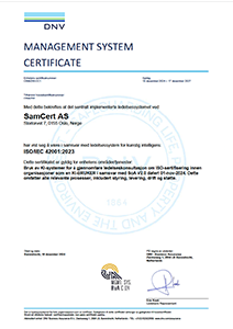 Miniatyrbild ISO-certifikat ISO 42001 norska